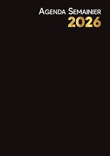 Agenda 2026 semainier: 1 semaine sur 2 pages, Grand format A4, 12 Mois, Présentation Verticale, en Français - Noir